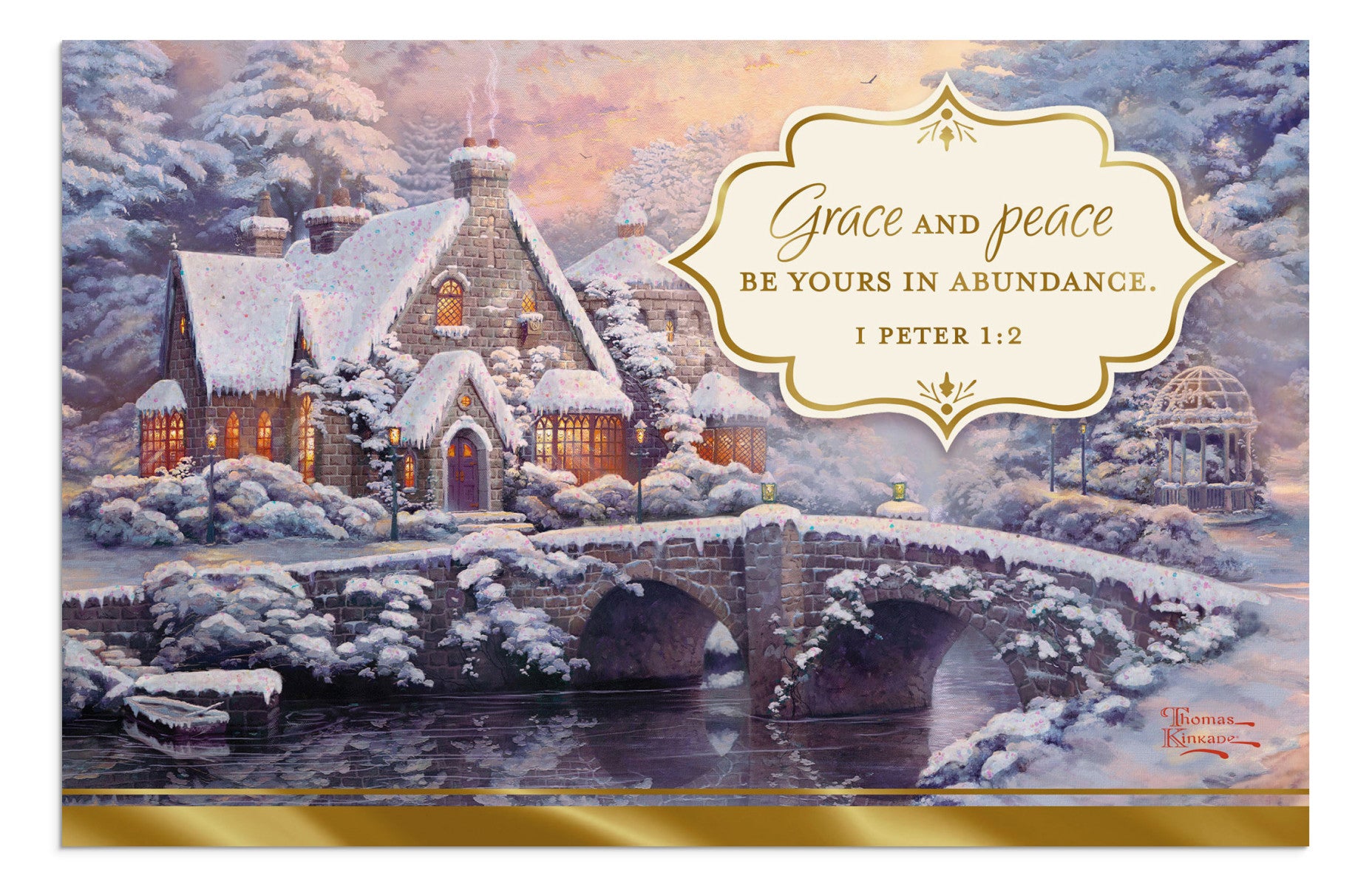 Thomas Kinkade - Grace and Peace Be Yours - 18 Christmas Boxed Cards - The Christian Gift Company