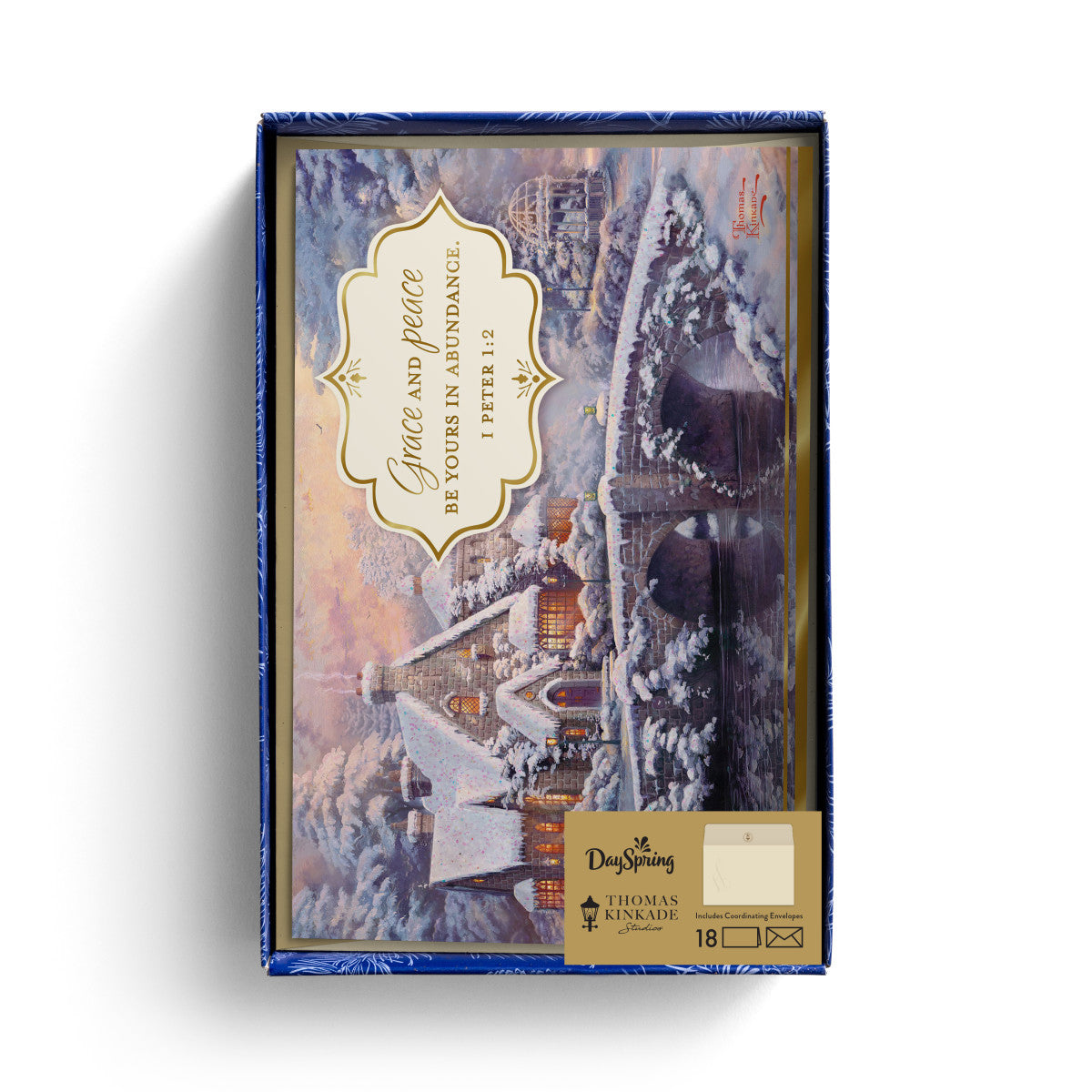 Thomas Kinkade - Grace and Peace Be Yours - 18 Christmas Boxed Cards - The Christian Gift Company