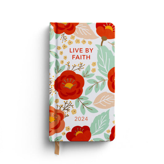 Live By Faith 2024 Floral Premium Pocket Planner - The Christian Gift Company
