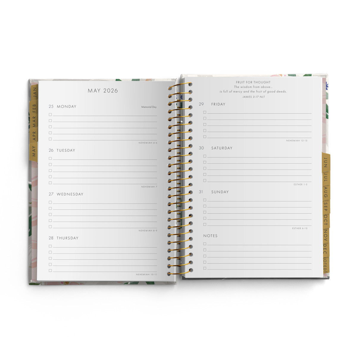 Grow In Grace Floral 12-Month Inspirational Planner - The Christian Gift Company