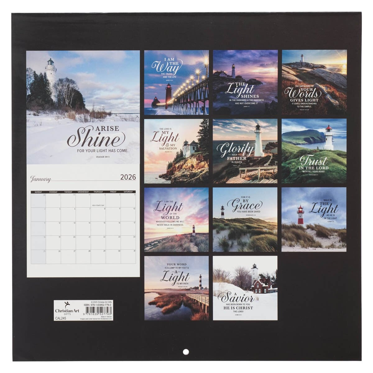 I am the Light of the World Large Wall Calendar - John 8:12 - The Christian Gift Company