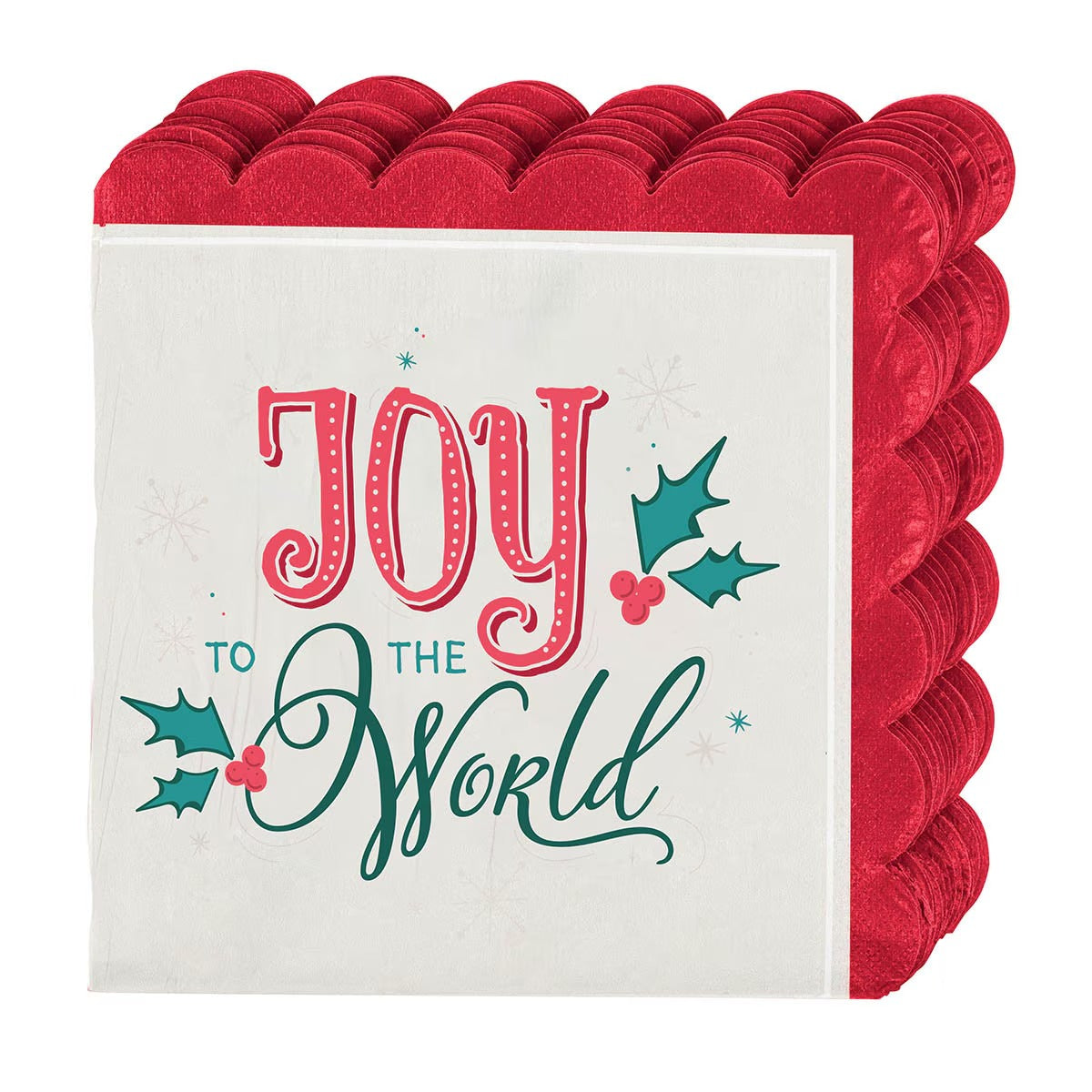 Joy to the World Red Scalloped Paper Napkin Set - The Christian Gift Company