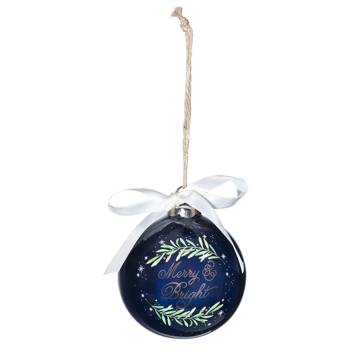 Merry and Bright Blue Ceramic Christmas Ornament - The Christian Gift Company