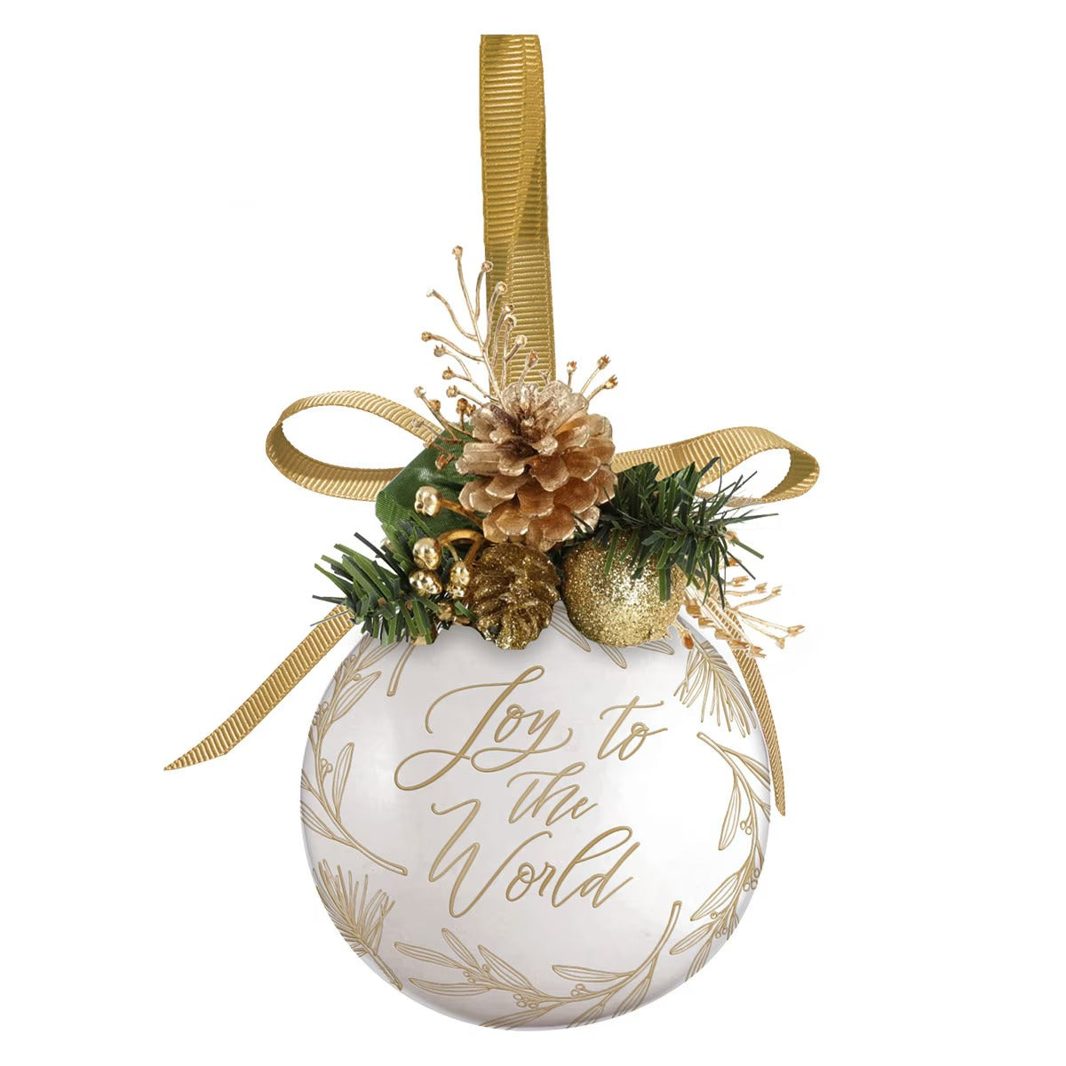 Joy to the World White Ceramic Christmas Ornament - The Christian Gift Company
