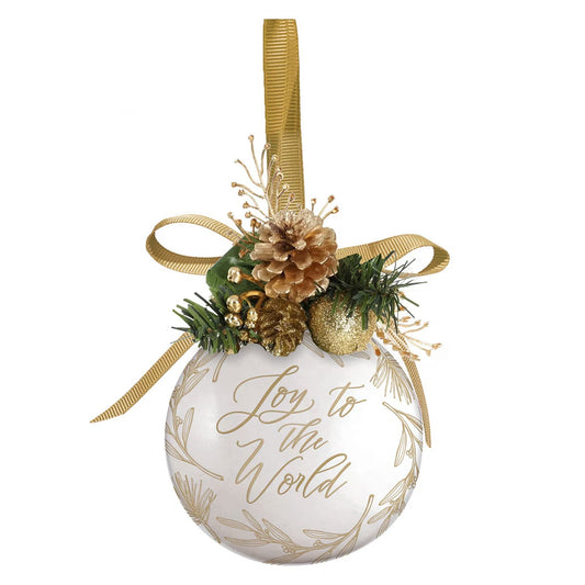 Joy to the World White Ceramic Christmas Ornament - The Christian Gift Company