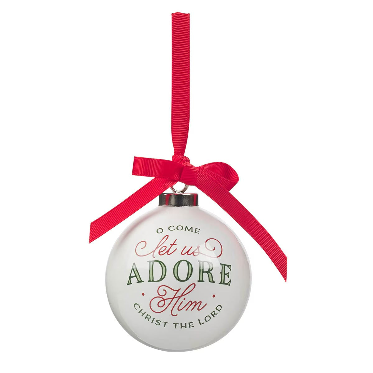 Come Let Us Adore Him White Ceramic Christmas Ornament - The Christian Gift Company
