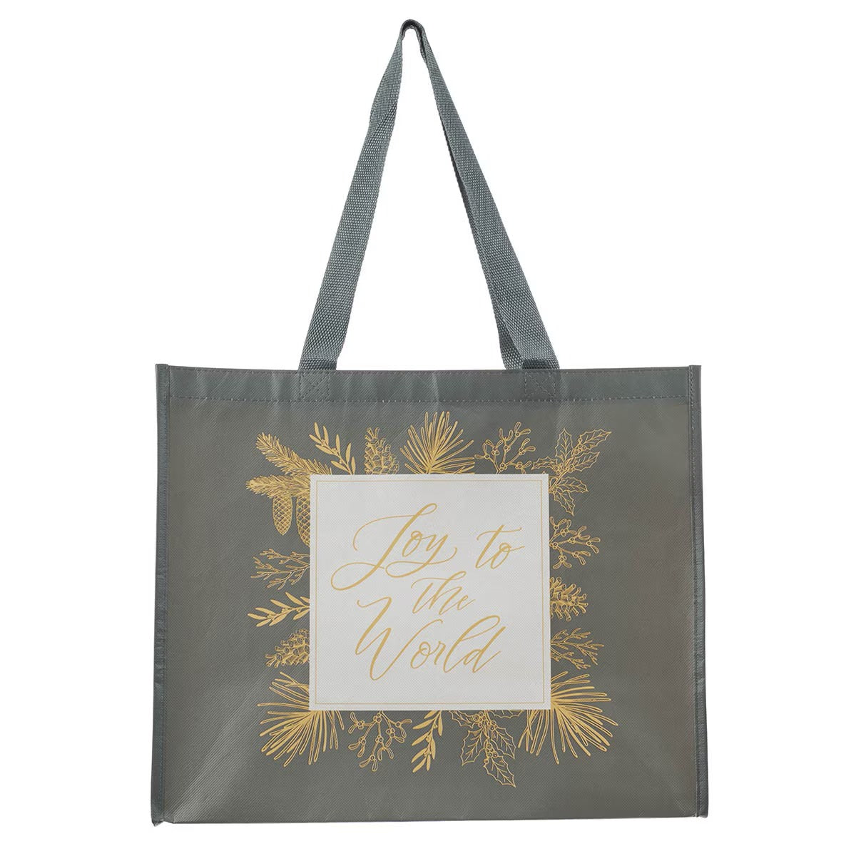 Joy to the World Grey Reusable Shopping Tote Bag - The Christian Gift Company