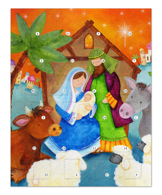 Cute Stable Scene Christmas Story Advent Calendar - The Christian Gift Company