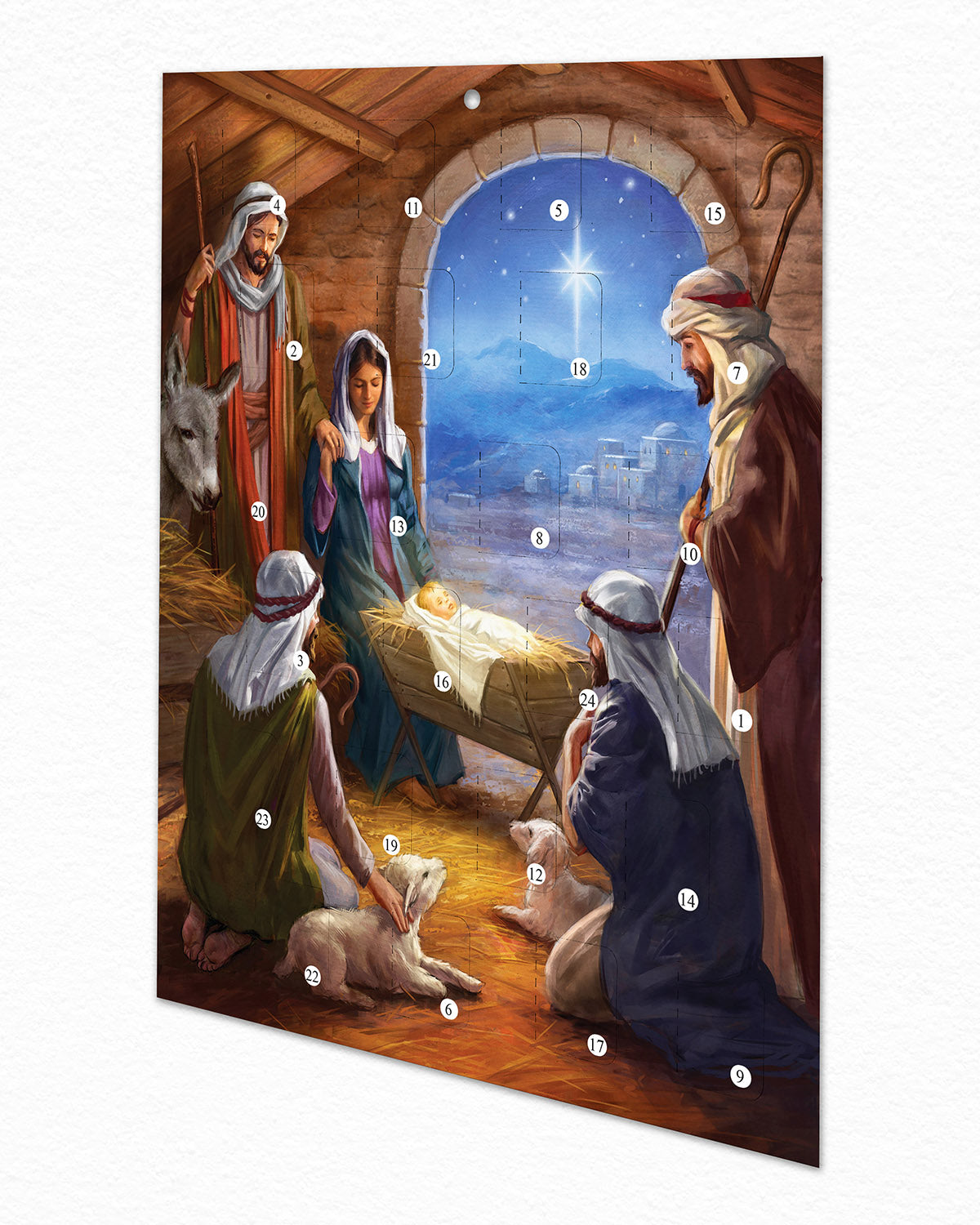 Traditional Stable Scene Christmas Story Advent Calendar - The Christian Gift Company