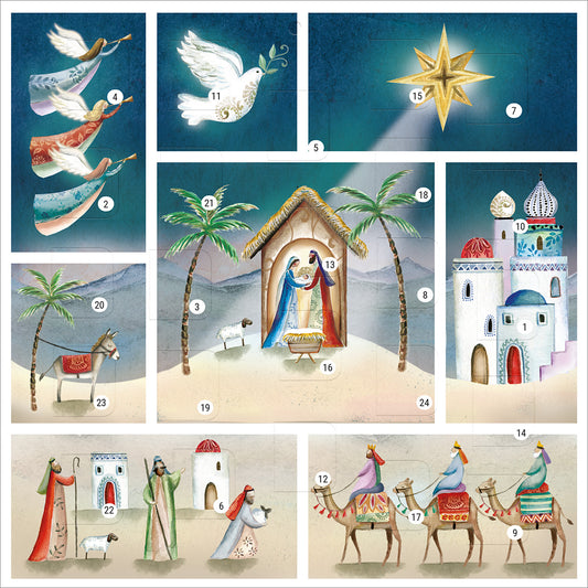 Nativity Scene Christmas Story Square Advent Calendar - The Christian Gift Company