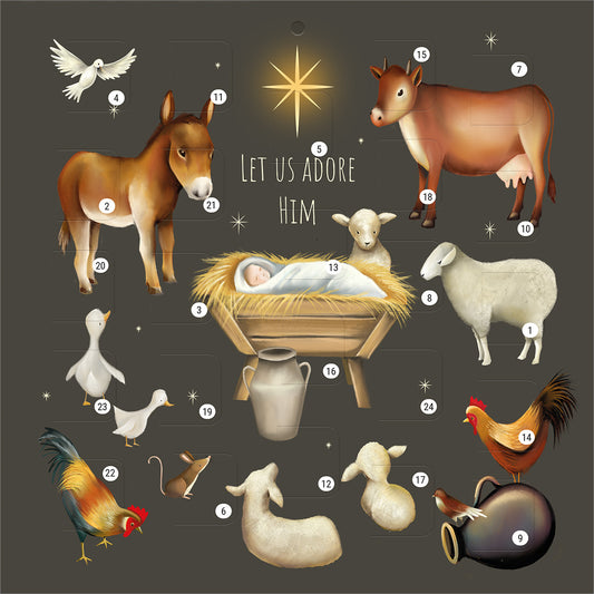 Manger Animals Christmas Story Square Advent Calendar - The Christian Gift Company