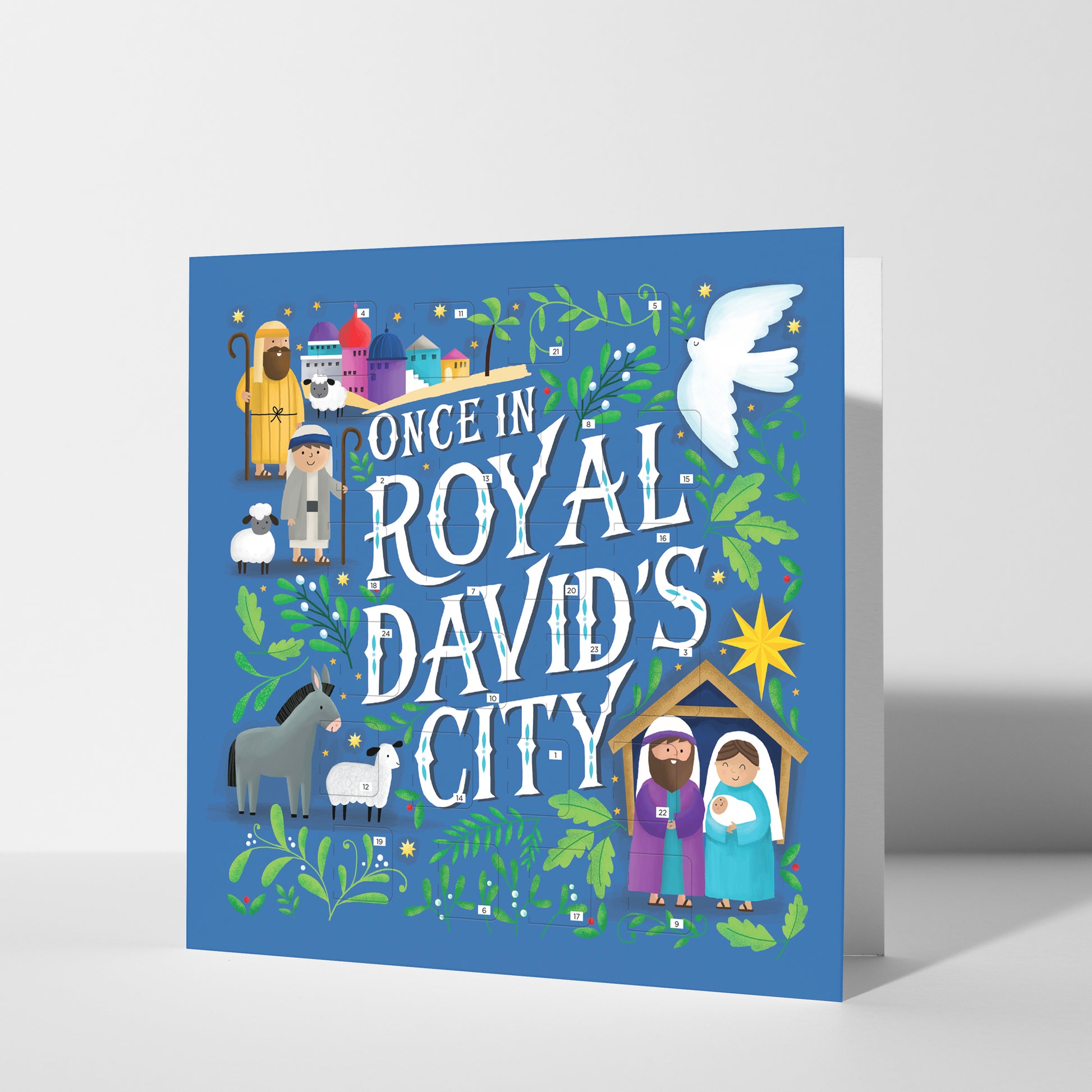Christmas Story Square Advent Calendar Card - Once In Royal - The Christian Gift Company