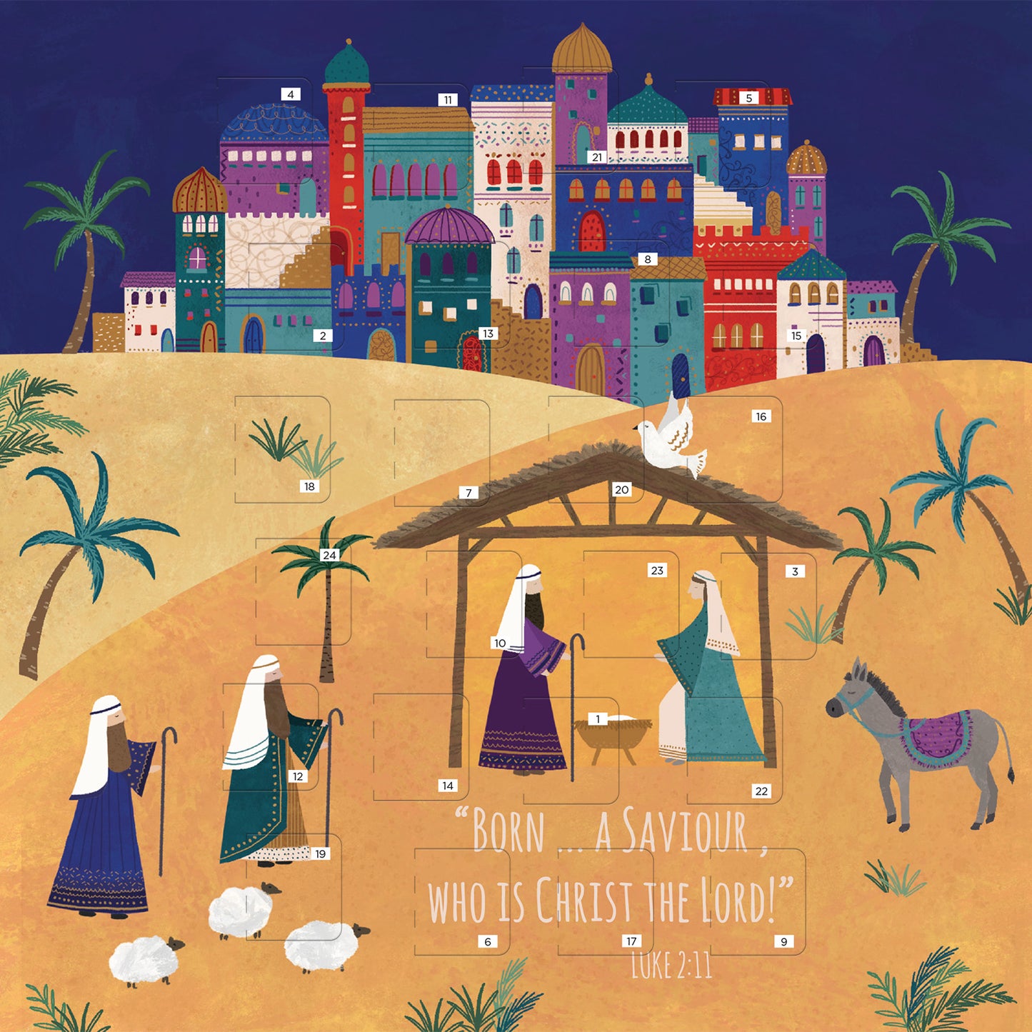 Christmas Story Square Advent Calendar Card - A Saviour Is Born - The Christian Gift Company