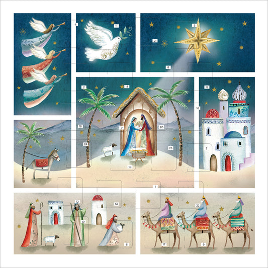 Christmas Story Square Advent Calendar Card - A Child Is Born - The Christian Gift Company