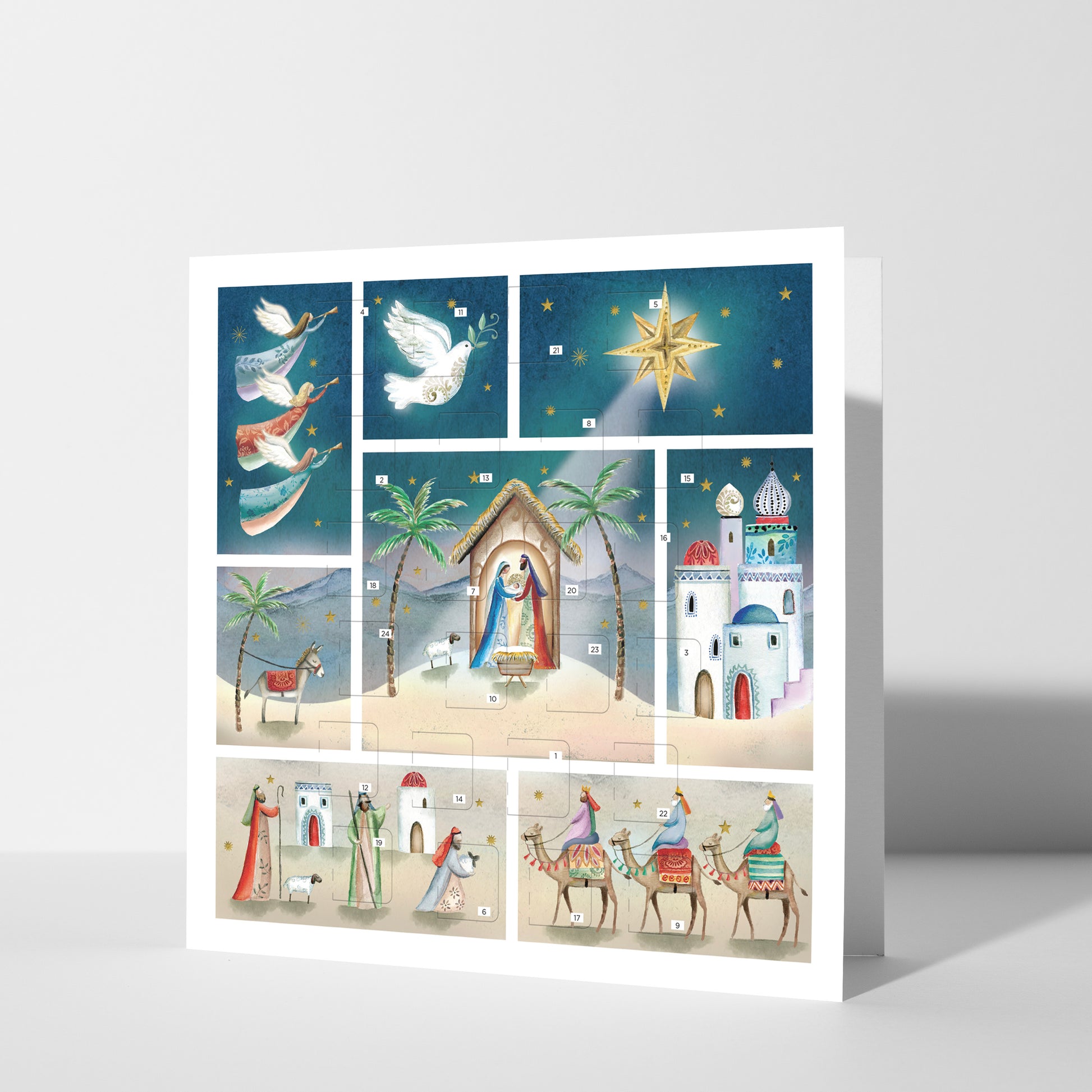 Christmas Story Square Advent Calendar Card - A Child Is Born - The Christian Gift Company