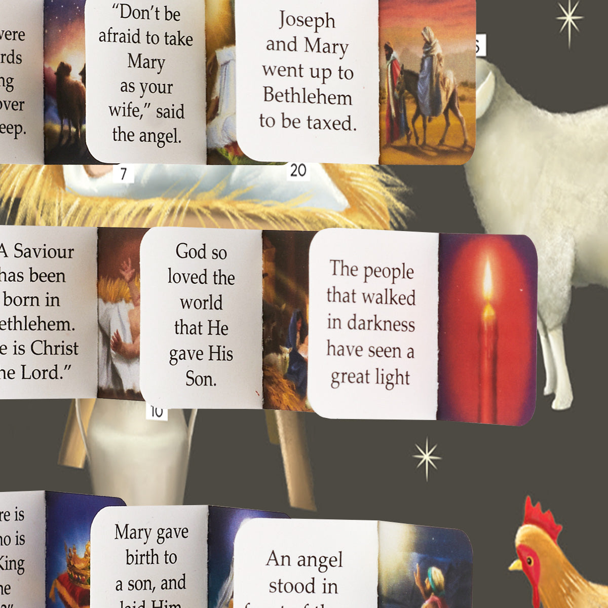Christmas Story Square Advent Calendar Card - Manger with Animals - The Christian Gift Company