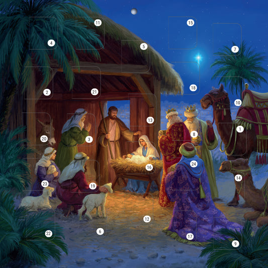 Christmas Story Square Advent Calendar - Stable Scene - The Christian Gift Company