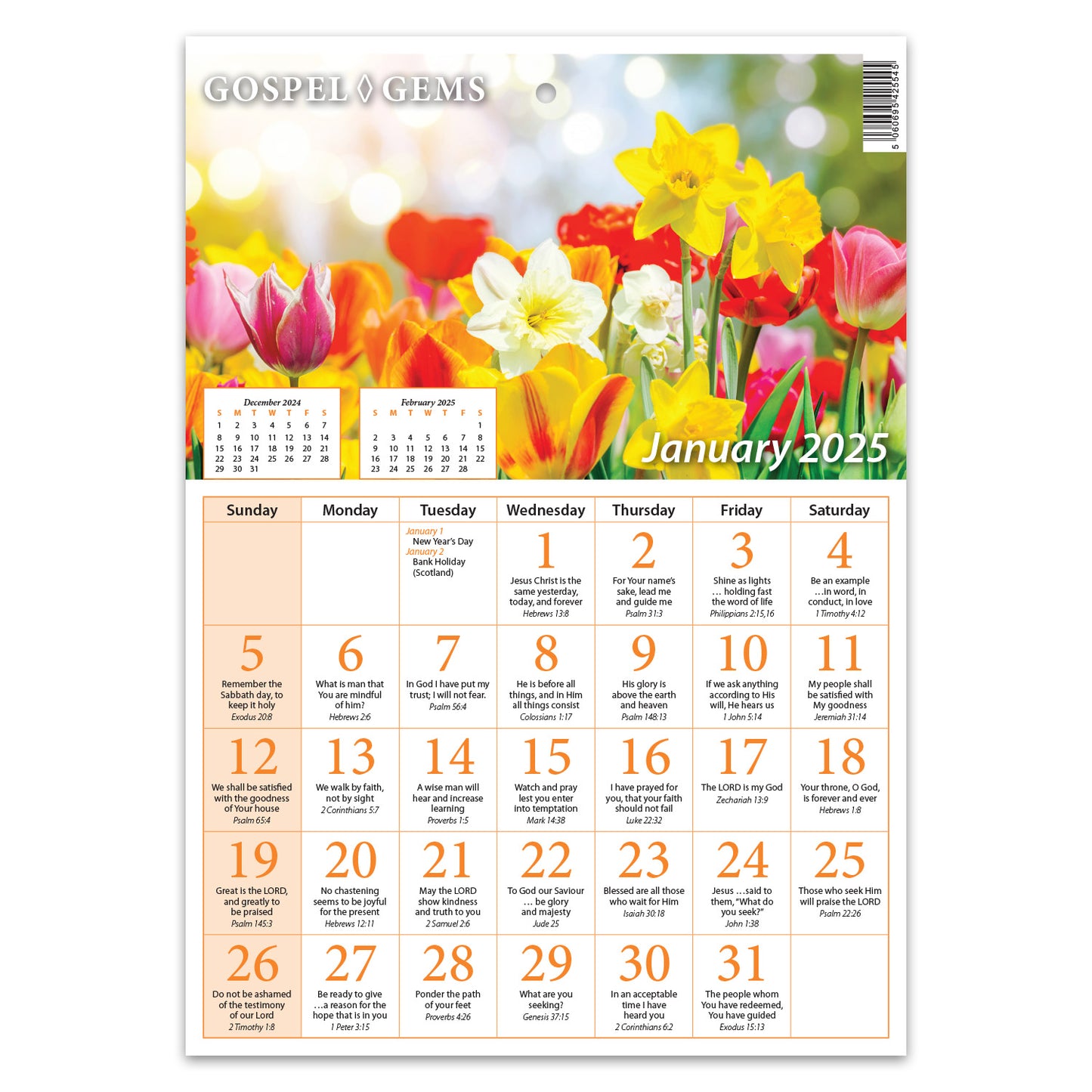 2025 Verse-a-Day Wall Calendar: Gospel Gems - pack of 25 - The Christian Gift Company