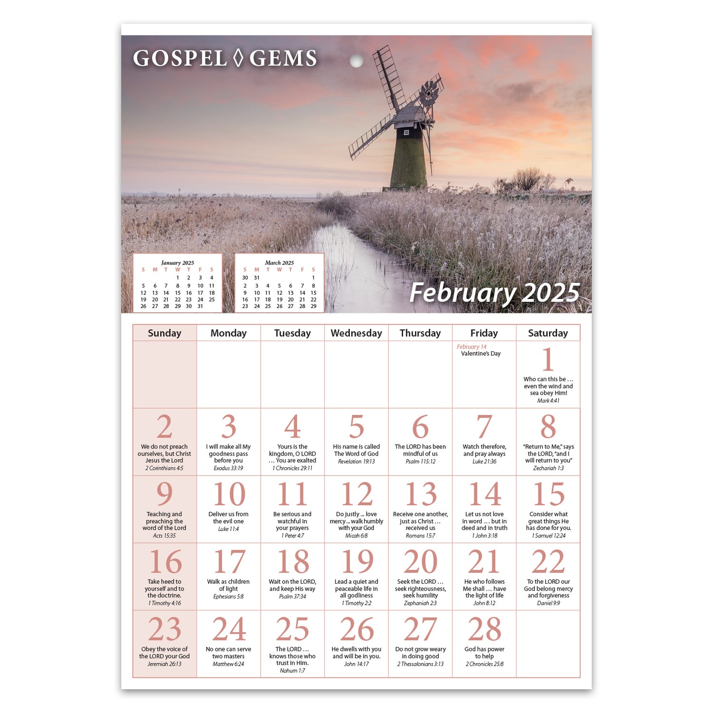 2025 Verse-a-Day Wall Calendar: Gospel Gems - pack of 25 - The Christian Gift Company