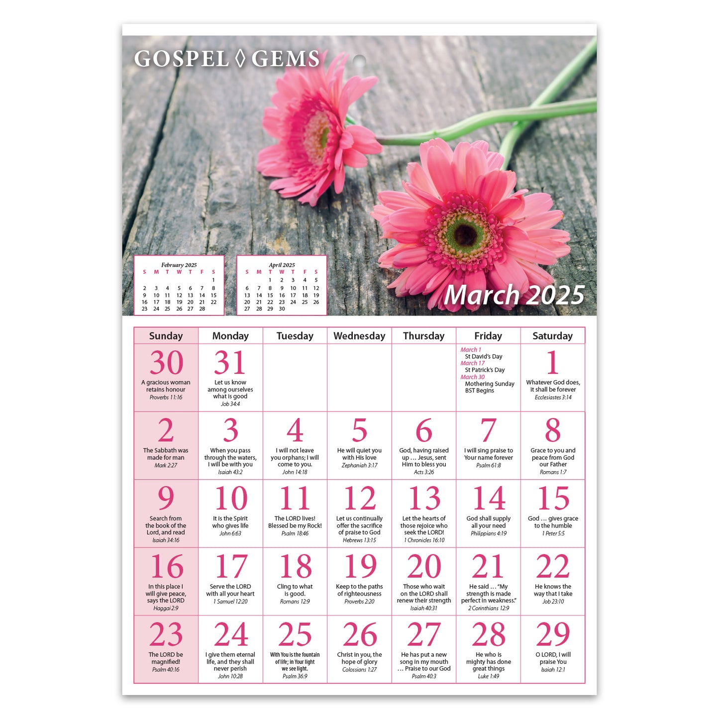 2025 Verse-a-Day Wall Calendar: Gospel Gems - pack of 25 - The Christian Gift Company