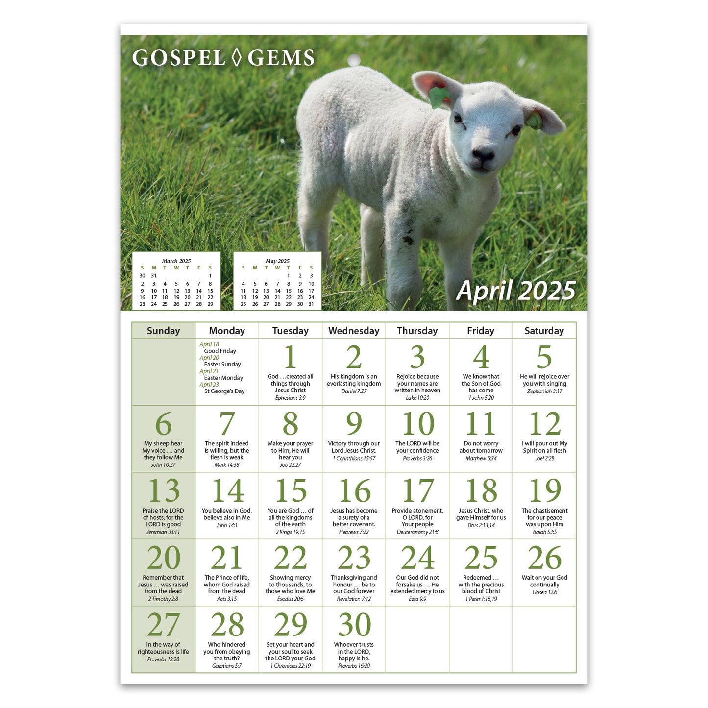 2025 Verse-a-Day Wall Calendar: Gospel Gems - pack of 25 - The Christian Gift Company