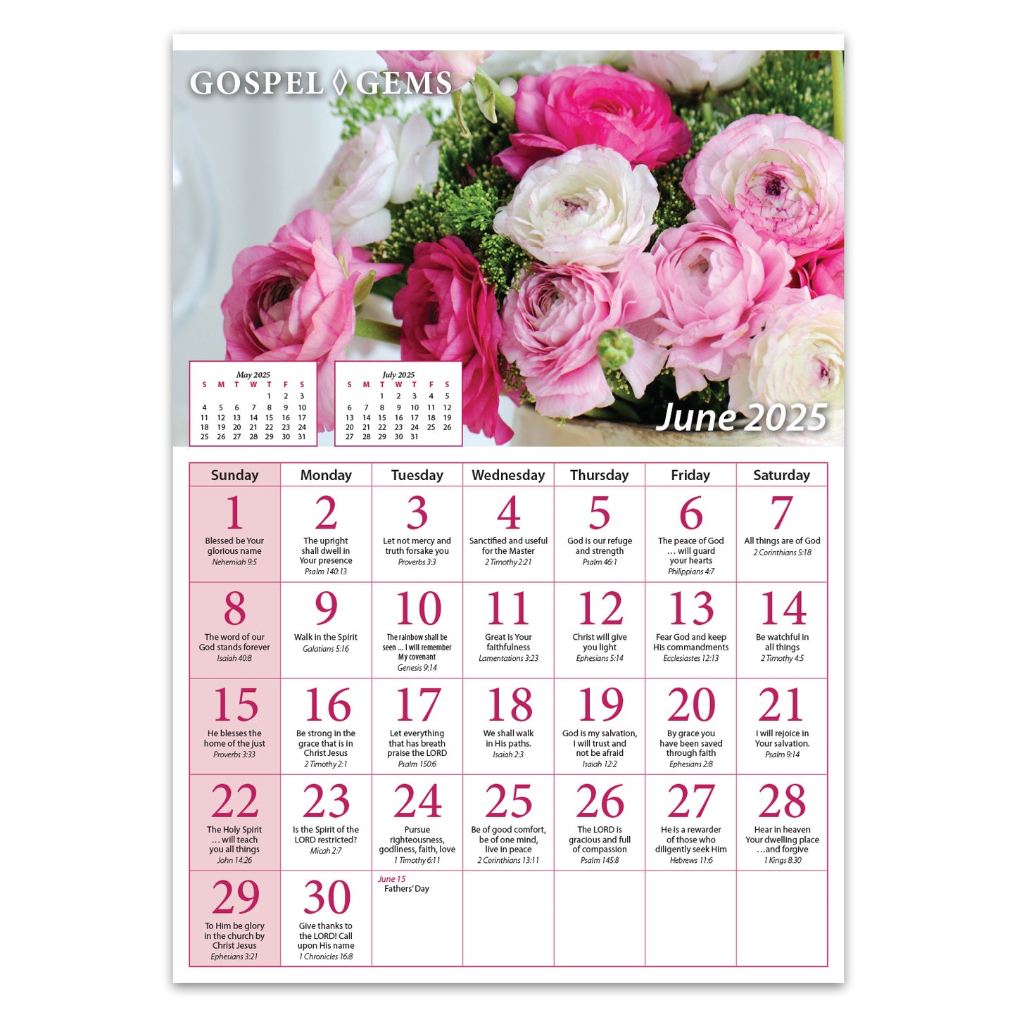 2025 Verse-a-Day Wall Calendar: Gospel Gems - pack of 25 - The Christian Gift Company