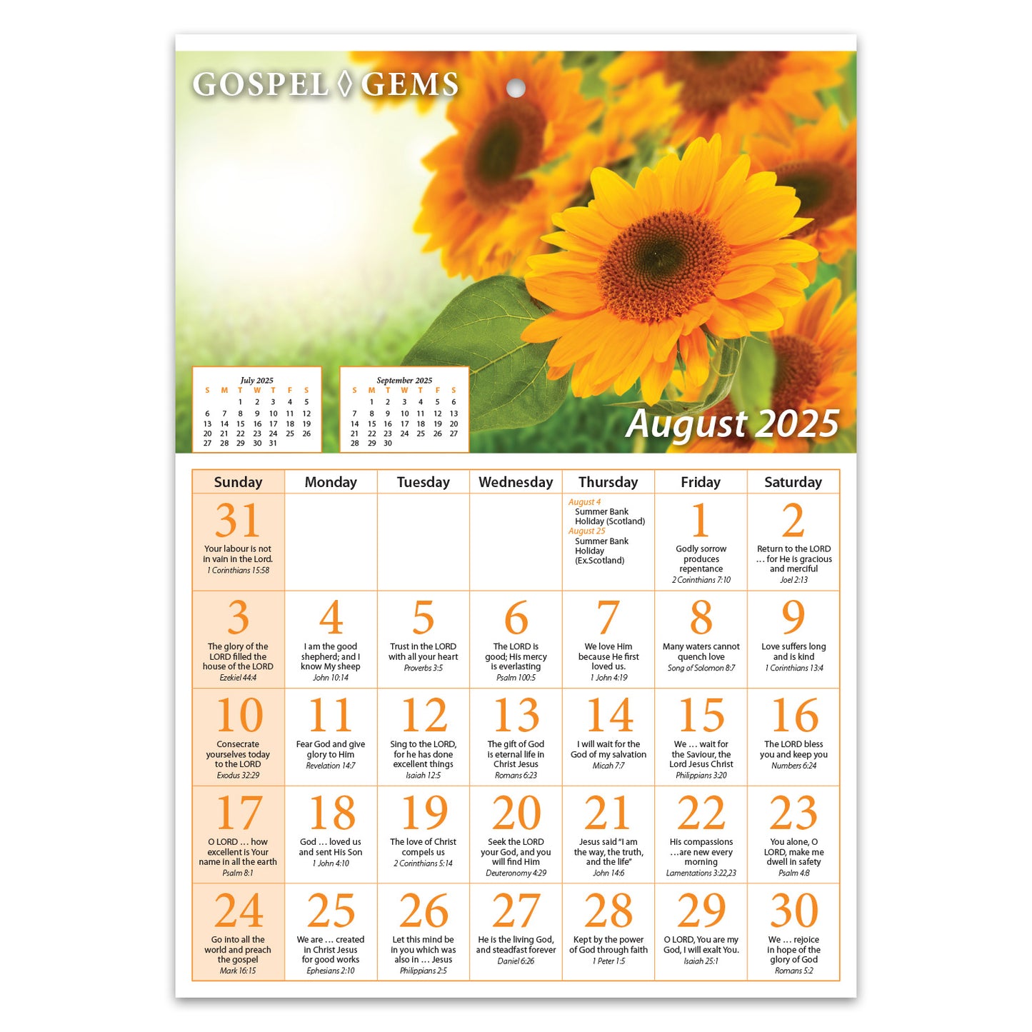 2025 Verse-a-Day Wall Calendar: Gospel Gems - pack of 25 - The Christian Gift Company