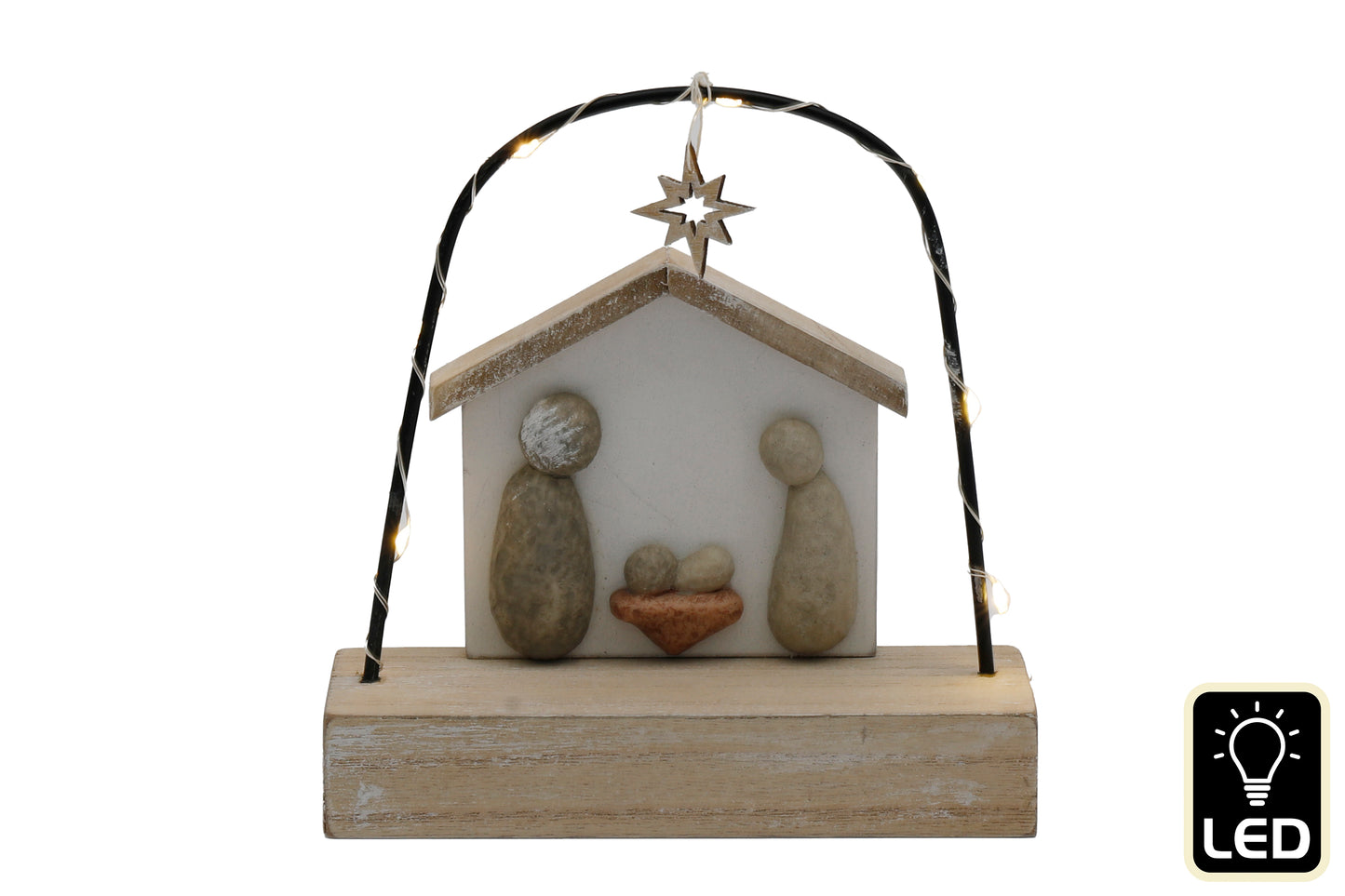 LED Pebble Nativity Decoration - The Christian Gift Company