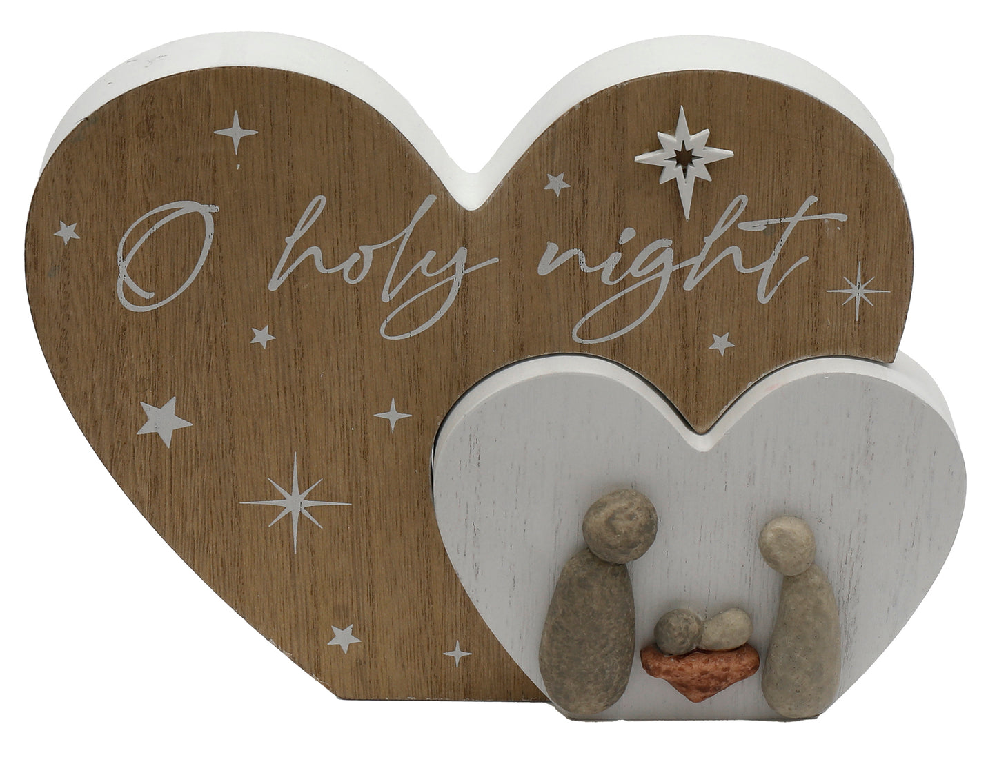 Pebble Nativity Heart Plaque - O Holy Night - The Christian Gift Company