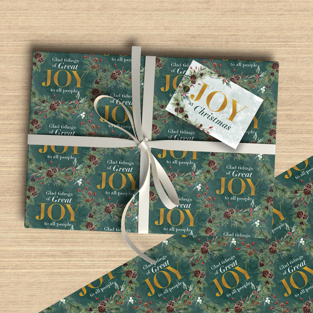 Joy Gift Wrap Pack - 4 sheets and 6 tags