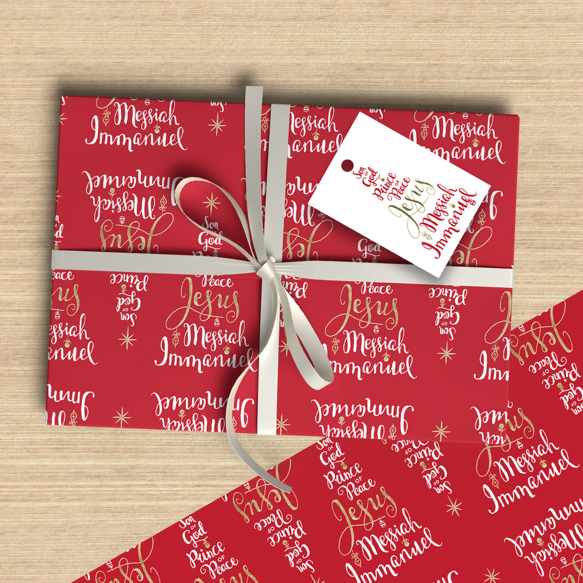 Names Of Jesus Gift Wrap Pack - 4 sheets and 6 tags