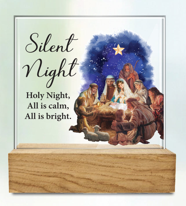 Silent Night Glass Plaque - The Christian Gift Company