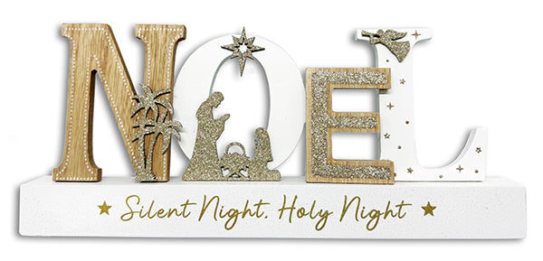 Wood Nativity with Glitter/Noel - The Christian Gift Company