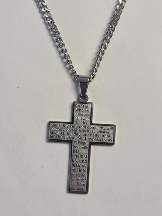Lord's Prayer Stainless Steel Cross (18") - The Christian Gift Company