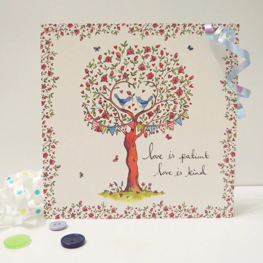 Love Is Patient Rose Tree Card - The Christian Gift Company