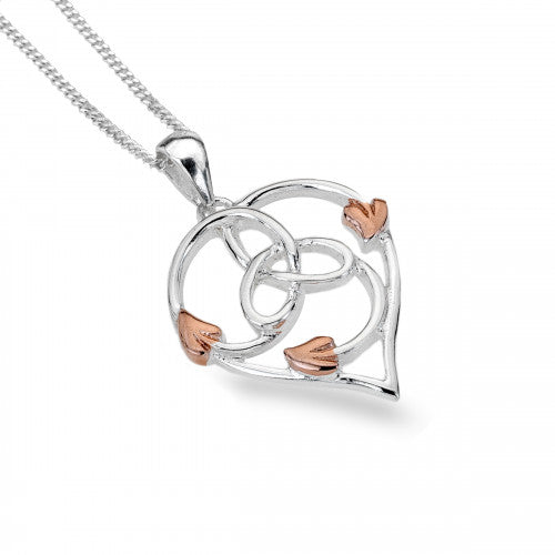 Celtic Heart With Rose Gold Plated Leaves Necklace - The Christian Gift Company