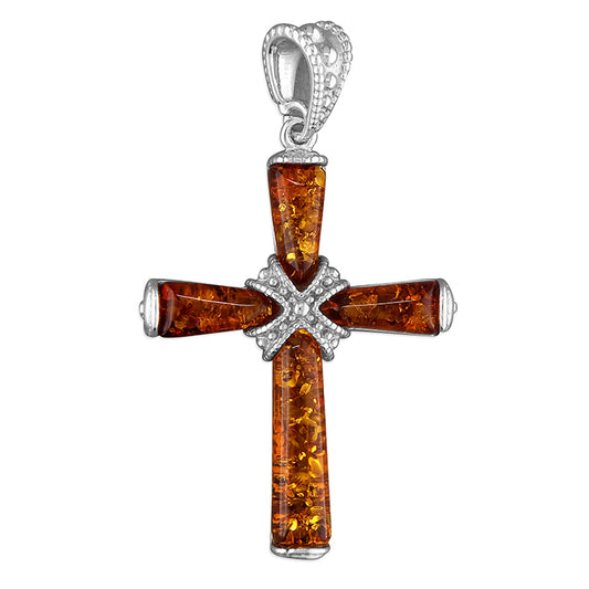Sterling Silver Amber Cross - The Christian Gift Company