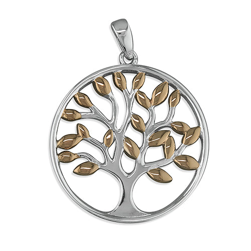 Tree Of Life Circular Pendant With Rose Gold Plated Leaves - The Christian Gift Company
