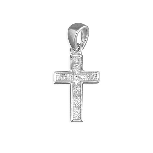 Very Small Pave CZ Cross Necklace - The Christian Gift Company