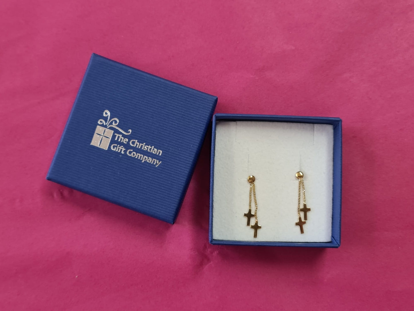 Sterling Silver/Gold -Plated Cross Drop Earring