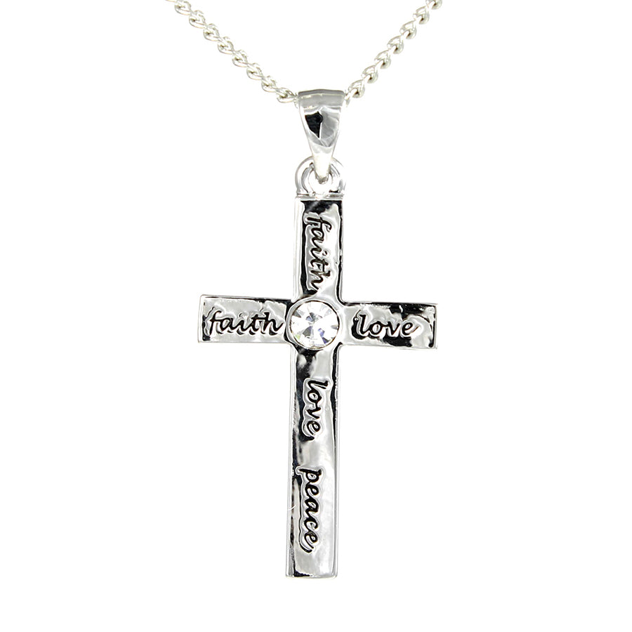 Cross Faith, Love & Peace Pendant Necklace - The Christian Gift Company