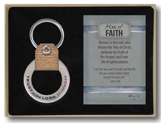 Burlap Key Ring Man of Faith - The Christian Gift Company