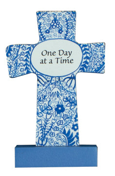 Wood Message Cross One Day At a Time - The Christian Gift Company