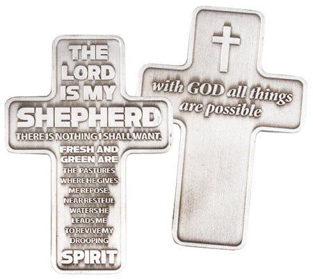 Metal Pocket Cross/ The Lord is my Shepherd - The Christian Gift Company
