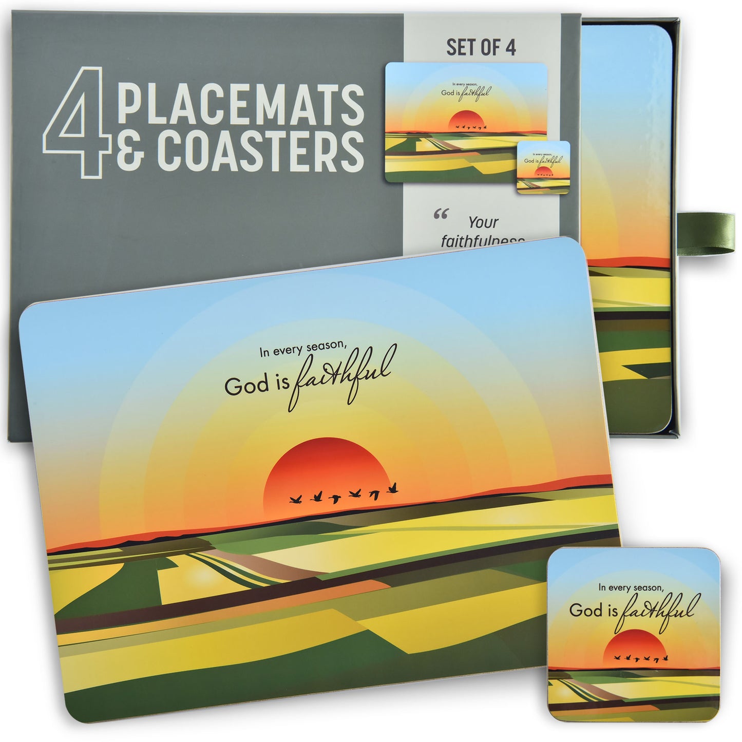 God is Faithful Placemat & Coaster set - The Christian Gift Company