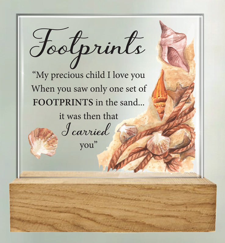 Footprints Glass Plaque - The Christian Gift Company