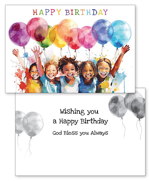 Happy Birthday Balloons/Children Card - The Christian Gift Company
