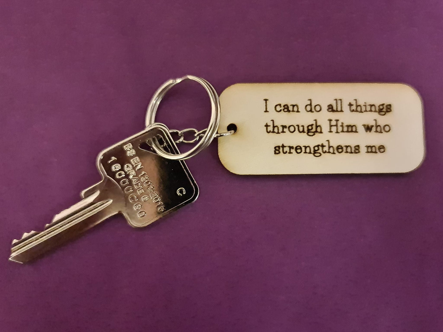 Him Who Strengthens Keyring - The Christian Gift Company