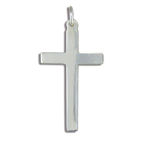 Large Plain Silver Cross Necklace - The Christian Gift Company