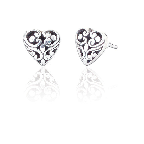 Ornate Silver Heart Earrings - The Christian Gift Company